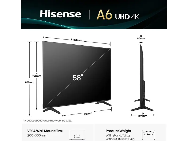 Телевізор Hisense 58A6Q - фото 2