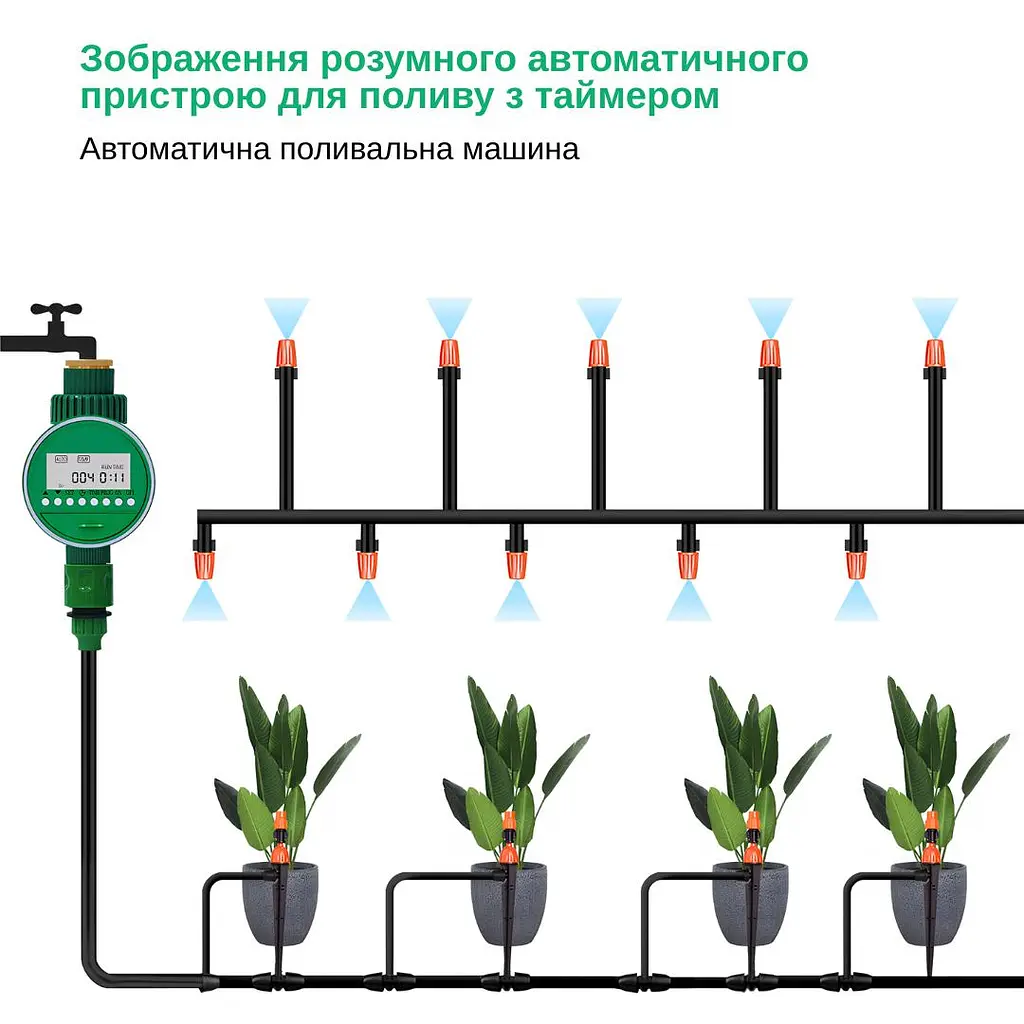 Программируемый таймер подачи воды XON WaterTimer X341P для полива (XWTDAP072401G 3473) Зеленый - фото 5