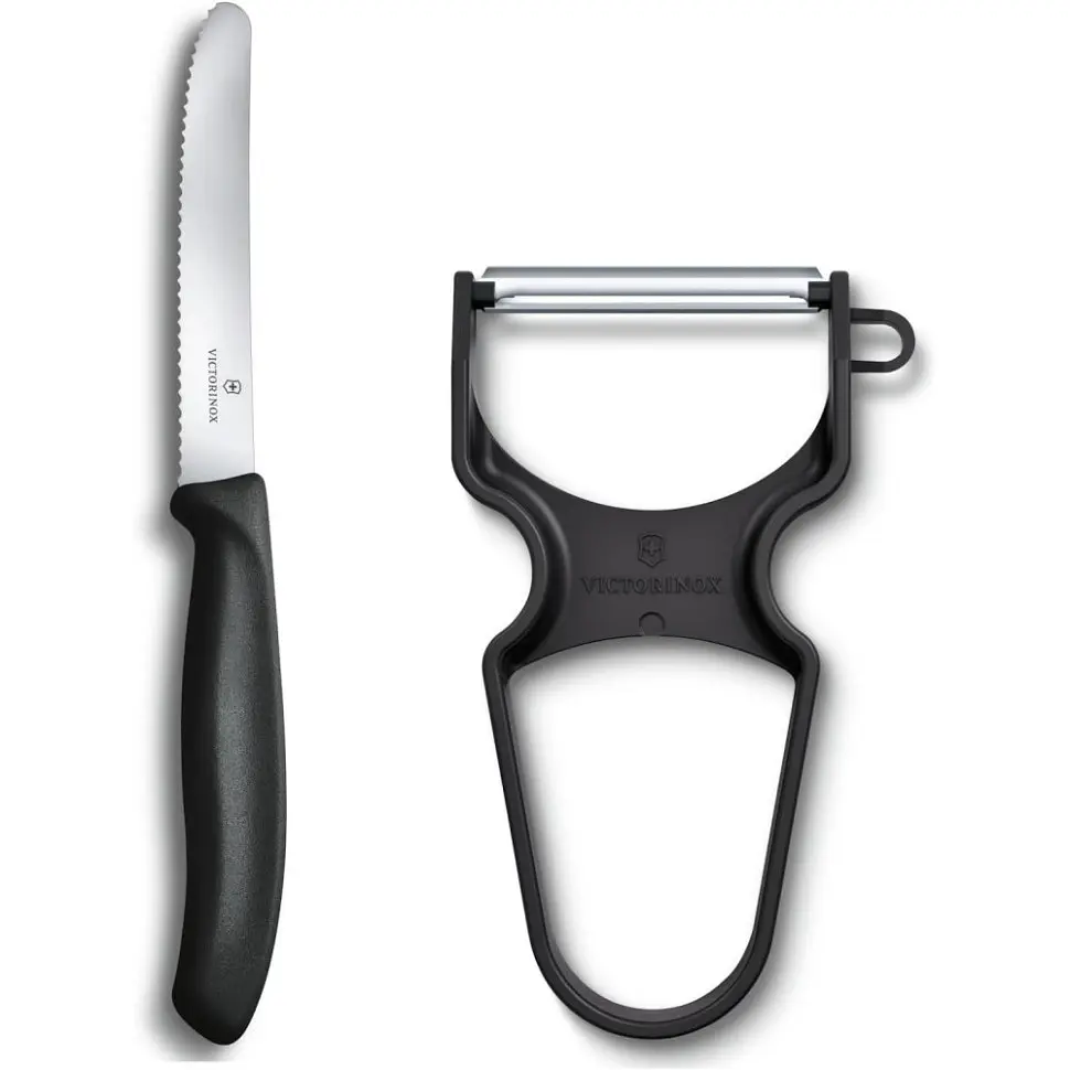Набір кухонний Victorinox SwissClassic Paring Set 2шт з черв. ручкою (ніж, овочечистка Rapid) у подар.упак. - фото 2