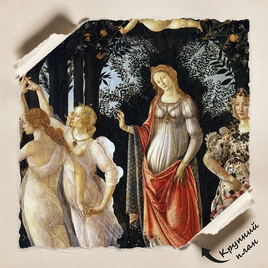 Інтер'єрна картина Сандро Боттічеллі, Весна, Sandro Botticelli, Primavera (Spring), інтер'єрний декор, 40×60 см (id6961) - фото 6