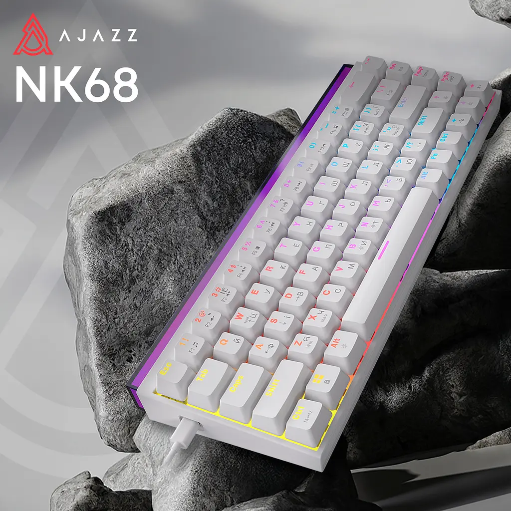 Клавіатура Ajazz NK68 Red Switch White USB-C (NK68-R-W) - фото 6
