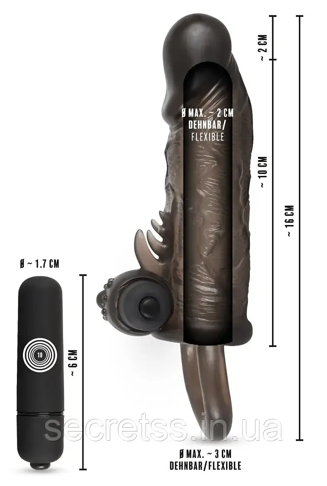Насадка з вібрацією Extension Slim Fit Penissleeve Baile 42-05866090000 87309 - фото 3