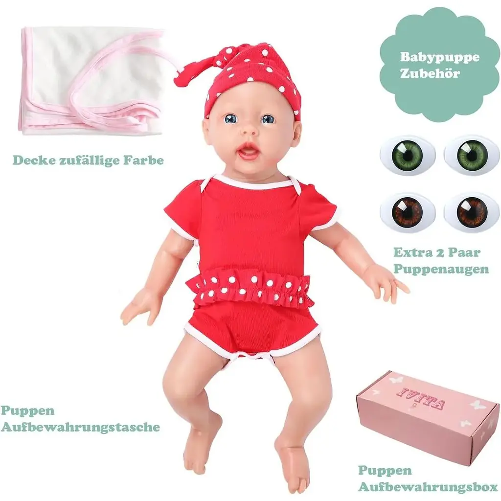 Силіконова лялька IVITA реалістичні блакитні очі - фото 6