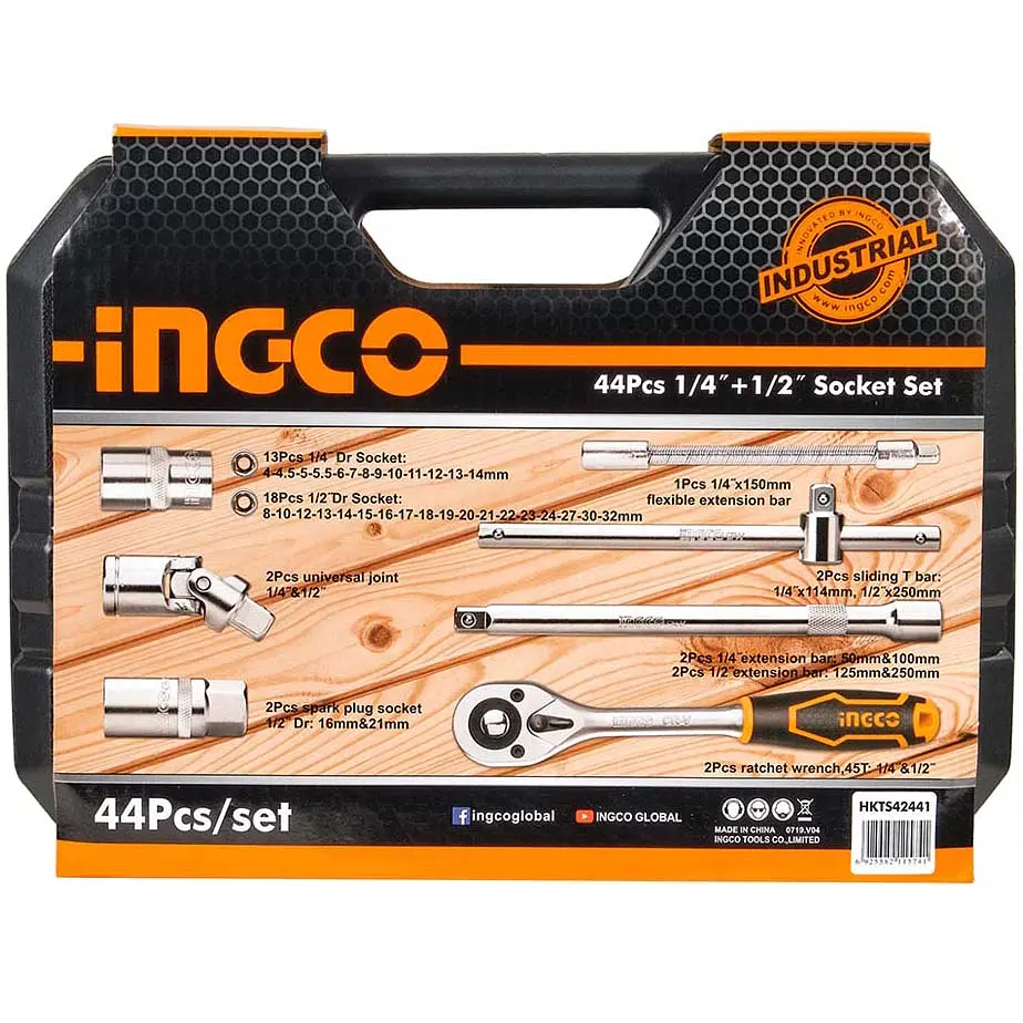 Набір торцевих головок Ingco Industrial 1/4" та 1/2" 44 предмети (HKTS42441) - фото 6