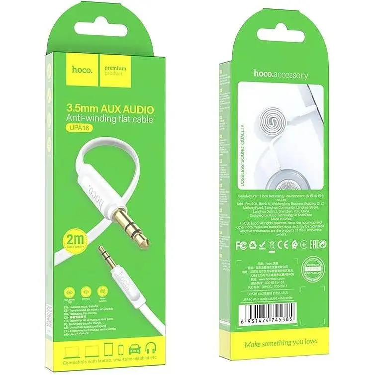 Кабель Hoco UPA16 AUX audio cable білий 2 м - фото 8