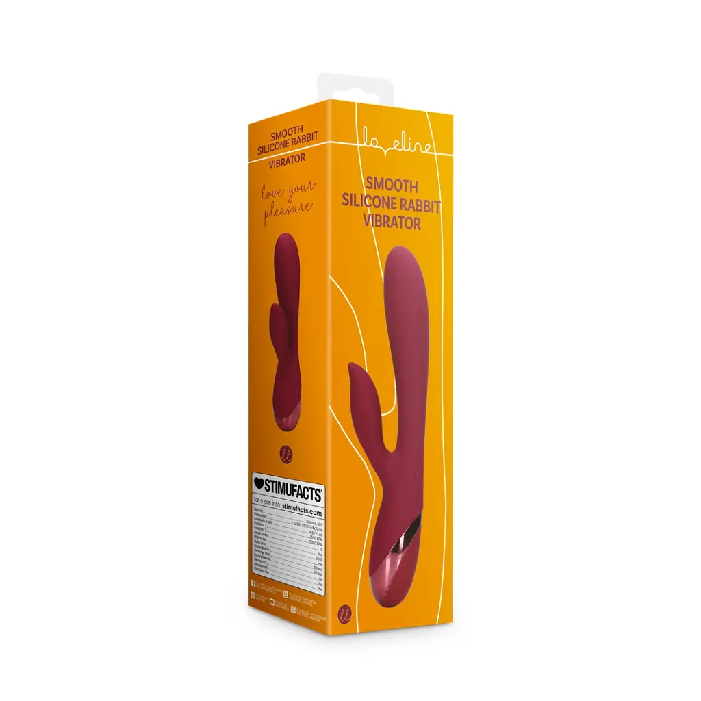 Вибратор-кролик Loveline Smooth Silicone Rabbit 20 см (вишневый) - фото 9