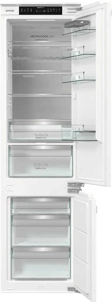 Холодильник Gorenje вбудований з нижн. мороз., 193,7x69x55см, 2 двері,284(76)л, А+, NF+, Зона св-ті, Диспл, Wi-Fi, Білі - фото 2