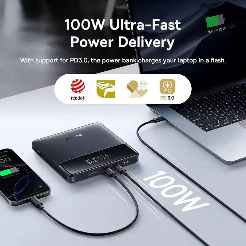 Baseus Blade 20000 mAh 100W Black павербанк для ноутбука, телефона, планшета - фото 7