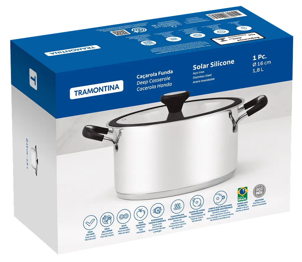 Кастрюля Tramontina Solar silicone 1.8 л 16 см kuh0016377 - фото 5