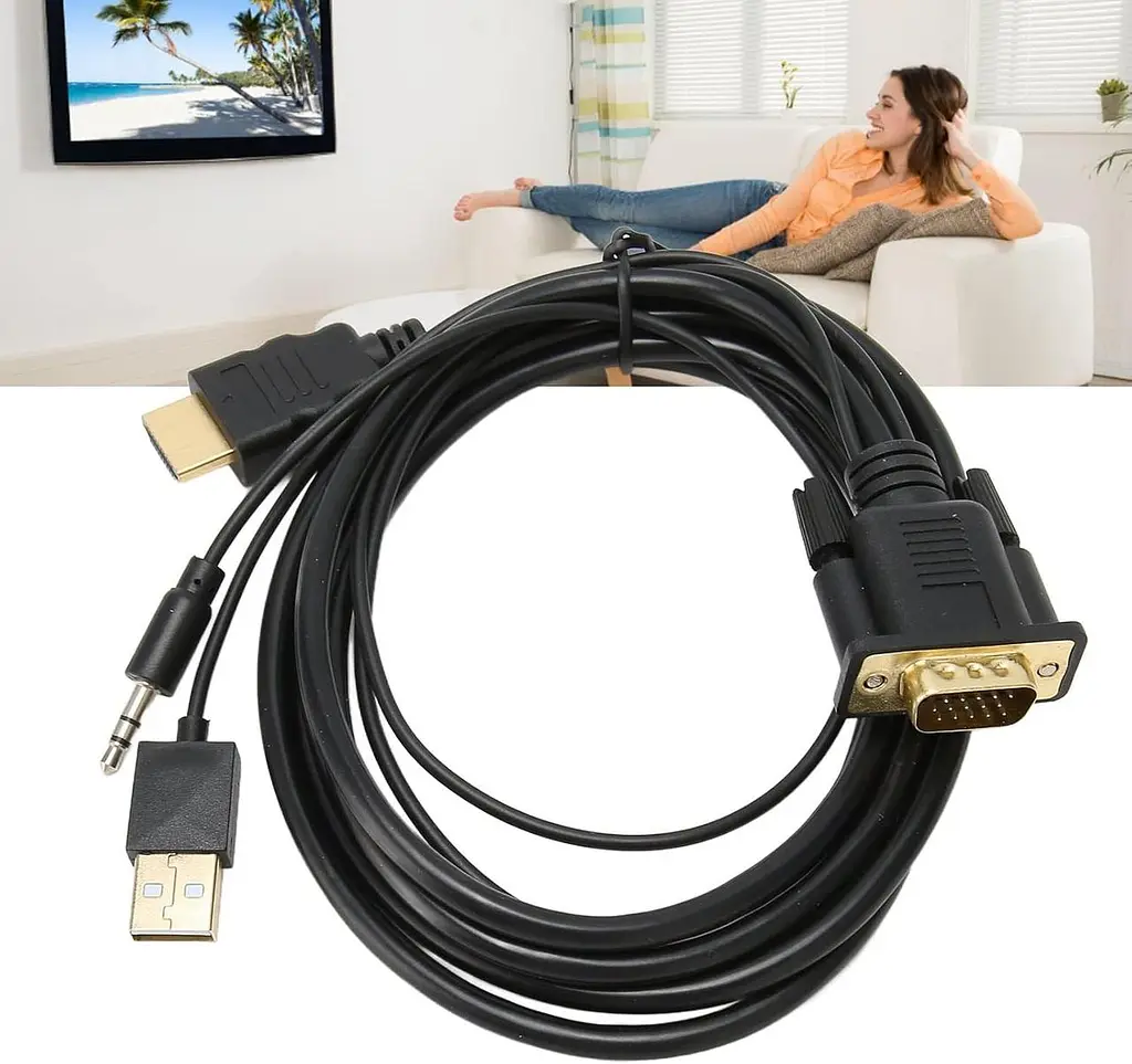 Кабель-перехідник VGA на HDMI 1080P, 1,8 м - фото 3