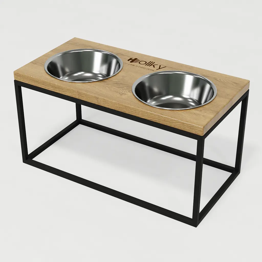 Hollky Base L — миски на підставці для середніх і великих собак (2 × 0,95 л, висота 20 см) - фото 2