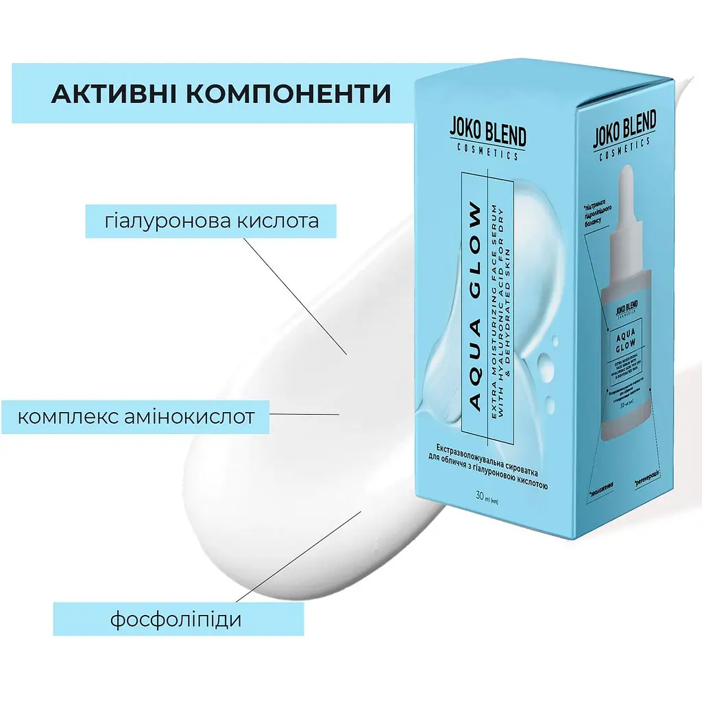 Сироватка для обличчя Joko Blend Aqua Glow екстразволожувальна з гіалуроном 30 мл - фото 4