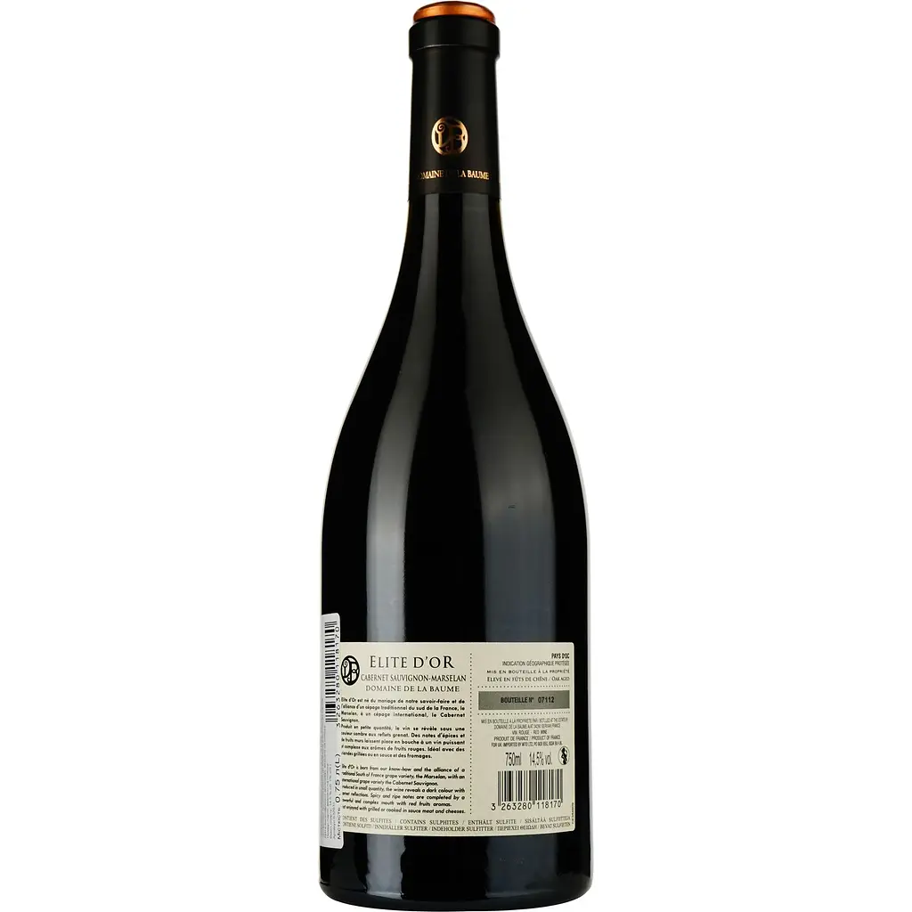 Вино Domaine De La Baume Elite d'Or Cabernet Sauvignon - Marselan IGP Pays d'Oc червоне сухе 0.75 л - фото 2