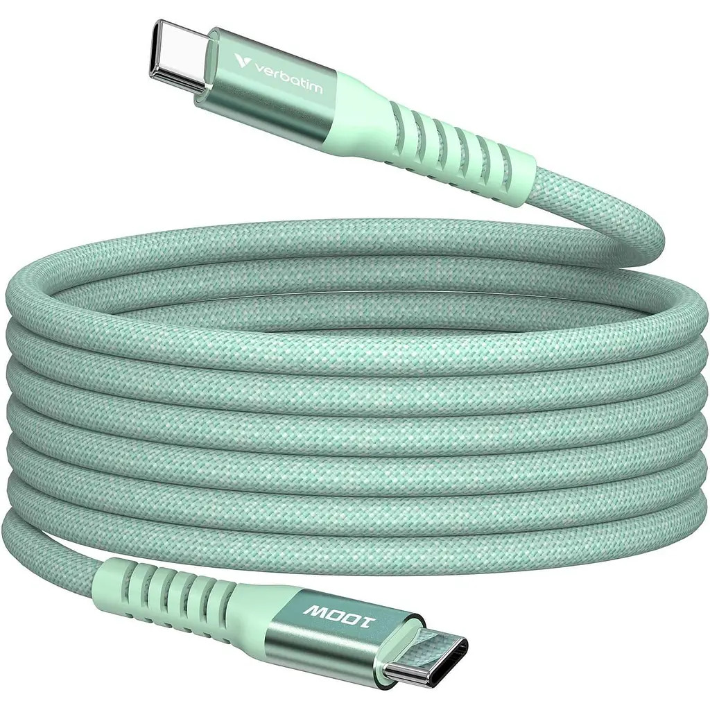 Кабель Verbatim 100 Вт /USB-C–USB-C /120 см-зелений (31855)