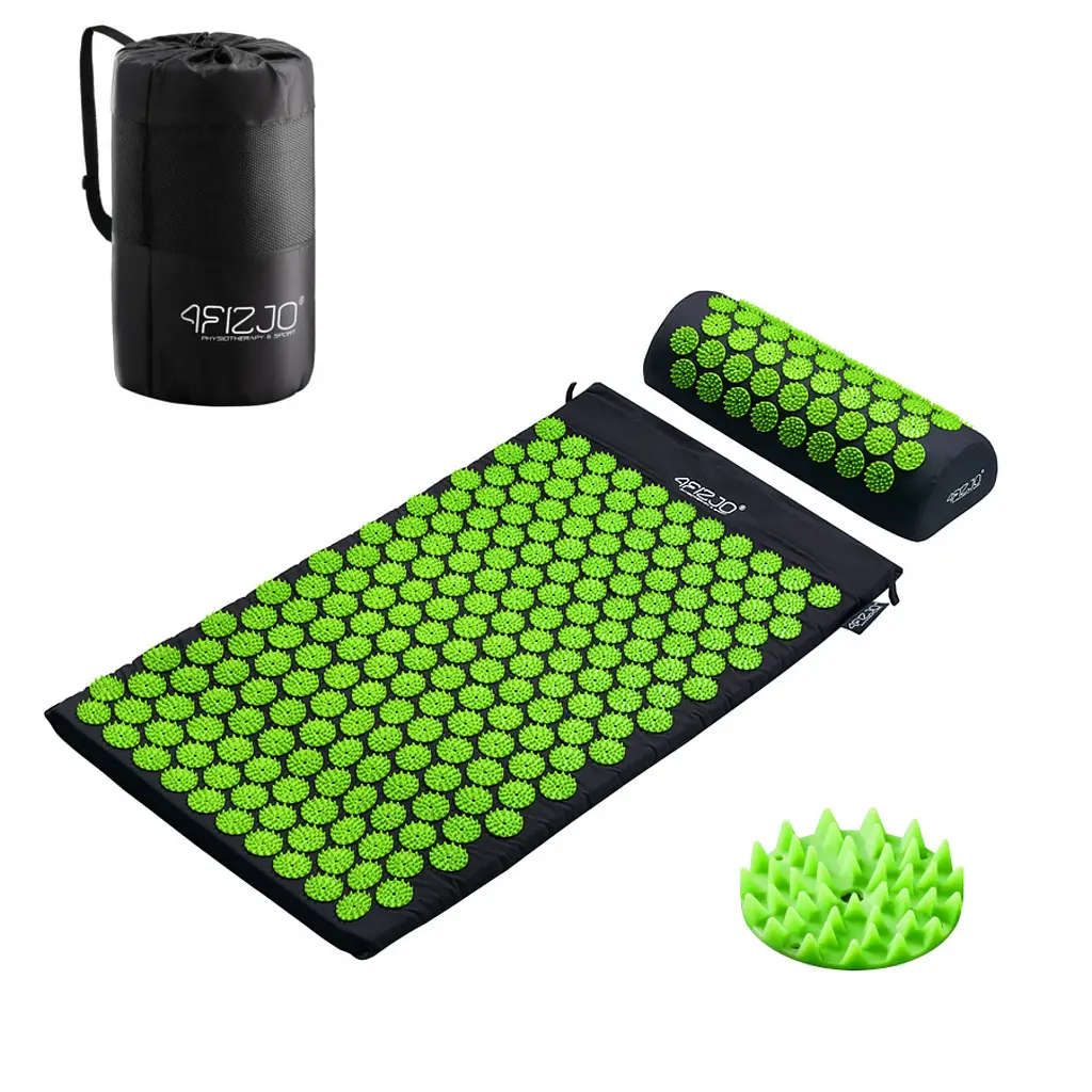 Килимок акупунктурний 4FIZJO Аплікатор Кузнєцова з валиком 72 x 42 см Black/Green 4FJ0043 (P-5907222931745) - фото 4