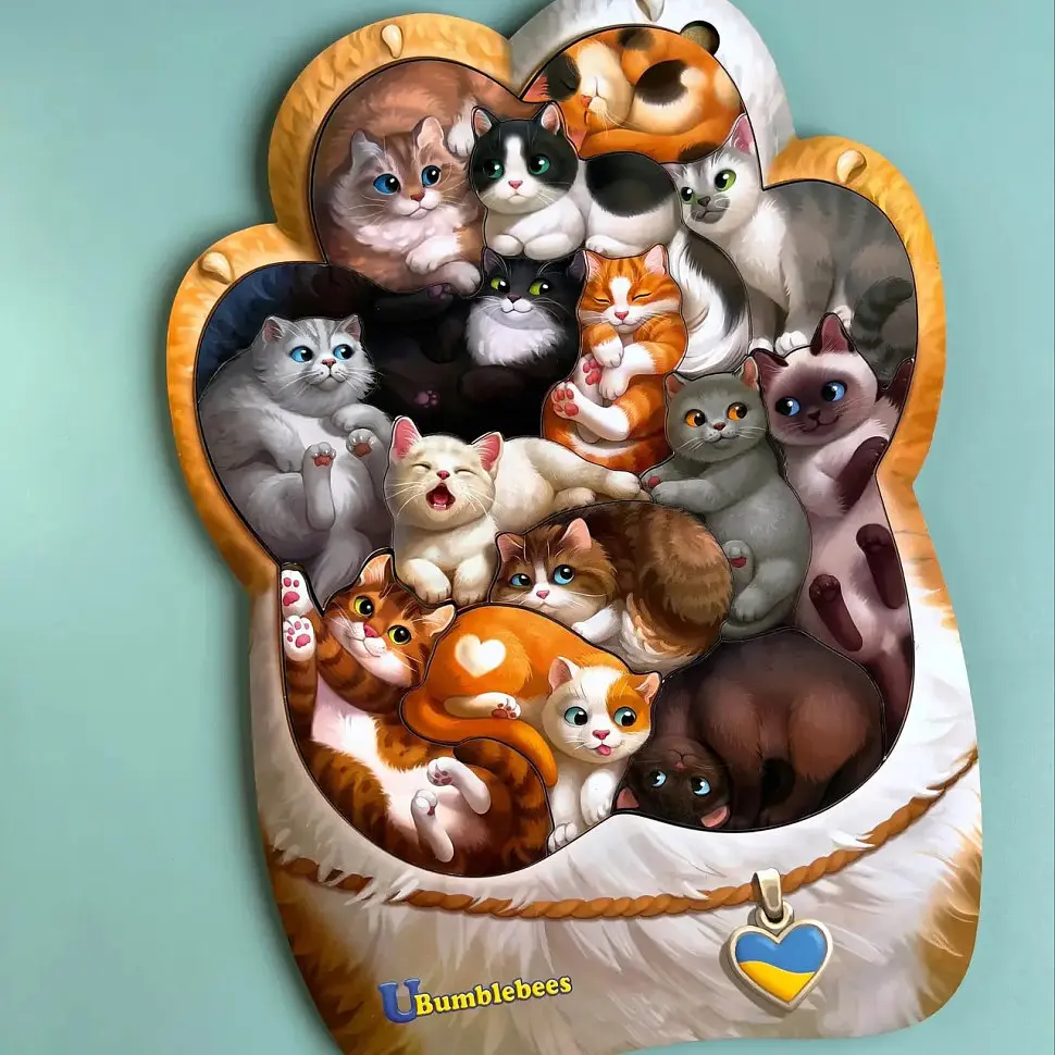 Дерев'яний пазл-вкладиш Котики-муркотики Ubumblebees 1х23х32 см det0012686 - фото 6