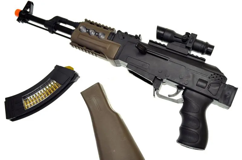 Іграшковий автомат АК-47 світлові та звукові ефекти 720B р.47х19, 5х5, 5см - фото 4
