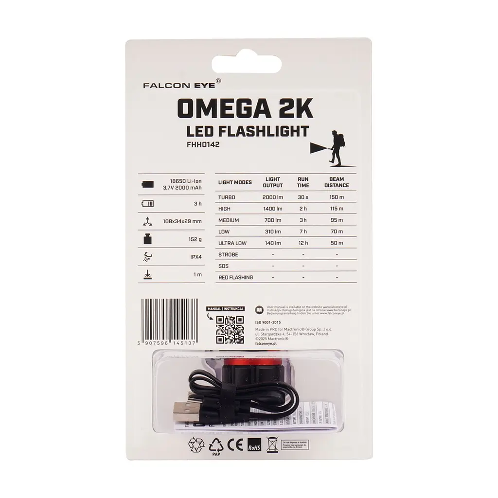 Ліхтар Falcon Eye тактичний Omega 2K (2000 Lm) White/Red LED Magnetic Rechargeable Type-C (FHH0142) (DAS303963) - фото 6