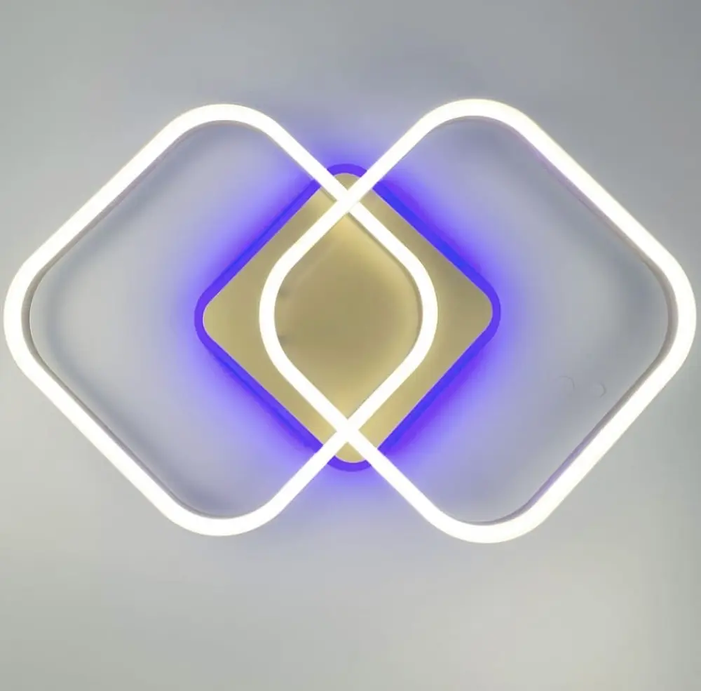 Потолочная LED люстра на 2 рожка квадратной формы с цветной RGB подсветкой на основе | Ст. A 55071/2 | Line F - фото 2