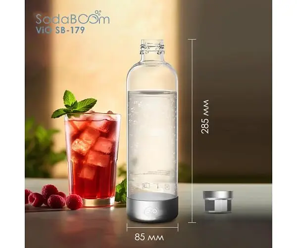 Пляшка 1 л для систем газування води, ViO SodaBoom SB-179, ПЕТ, змінна, багаторазова - фото 4