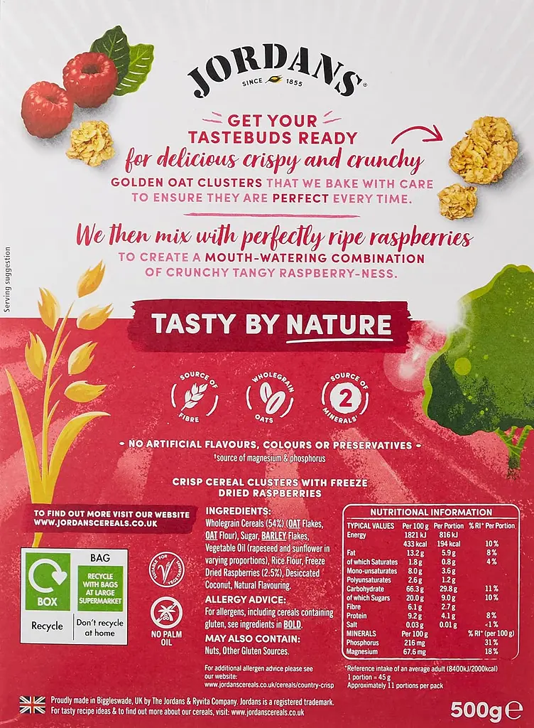 Кранчі Jordans Сountry Crisp з малиною 500 г - фото 2