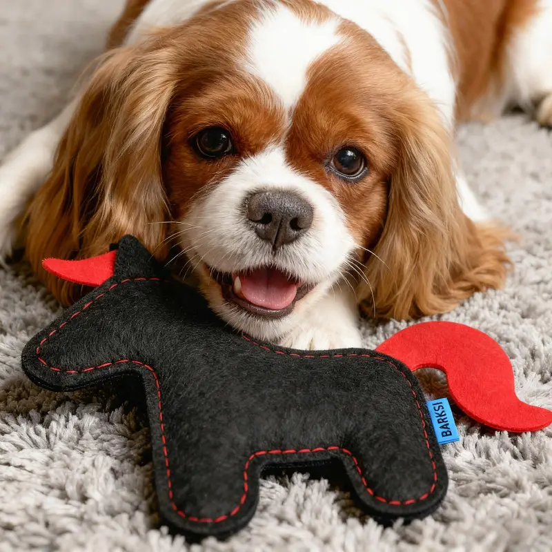 Игрушка для собак Barksi Конек с пищалкой черный с красной гривой - фото 4