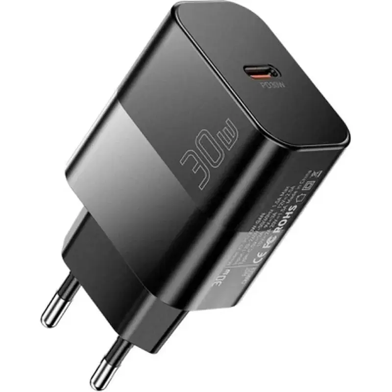 Зарядний пристрій Essager USB-C PD30W + cable USB-C to USB-C 60W black (E30JSB1-SYTT1-T) - фото 2