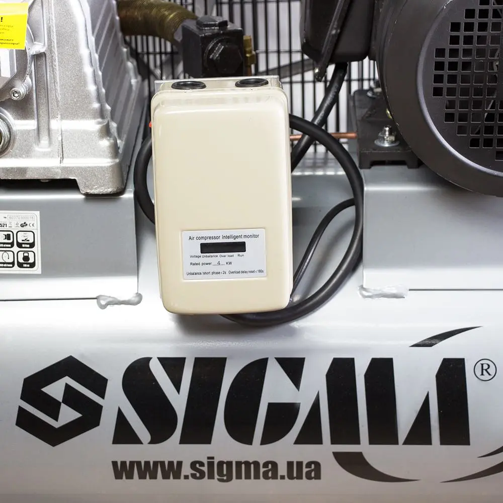 Компресор ремінний двоциліндровий Sigma 380 В 4 кВт 678 л/хв 10 бар (7044521) - фото 4