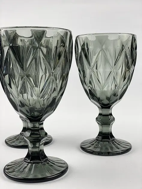 Набір келихів для вина Glassware 6шт Подарункові кольорові скляні фужери для коктейлів 300мл Сірий - фото 5