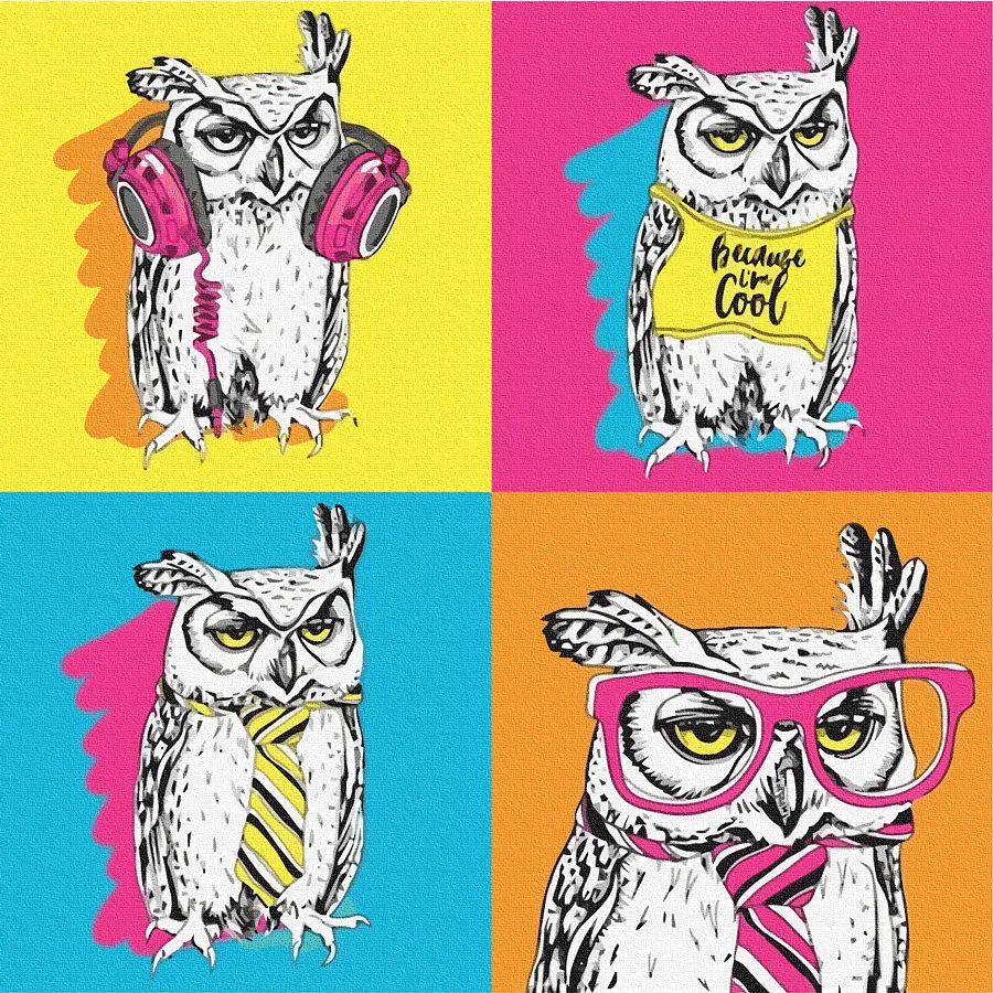 Полотно на картоні з контуром Rosa Start Pop Art Owl 30х30 бавовна акрил - фото 2