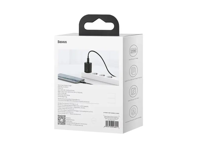 Мережевий зарядний пристрій BASEUS Super Si Quick Charger 1C 25 W Black (CCSP020101) - фото 8