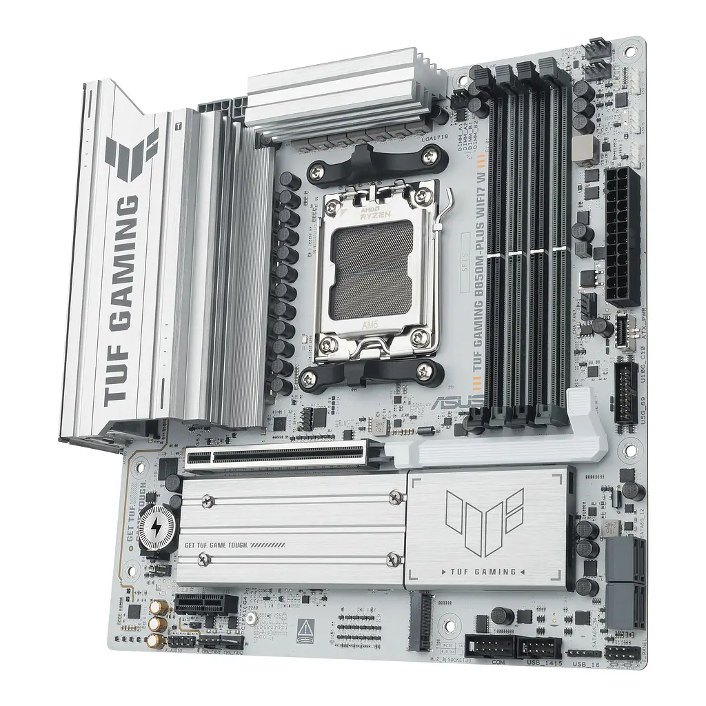 Материнская плата Asus TUF GAMING B850M-PLUS WIFI7 W sAM5 B850 4xDDR5 M.2 HDMI DP Wi-Fi BT mATX белая - фото 4