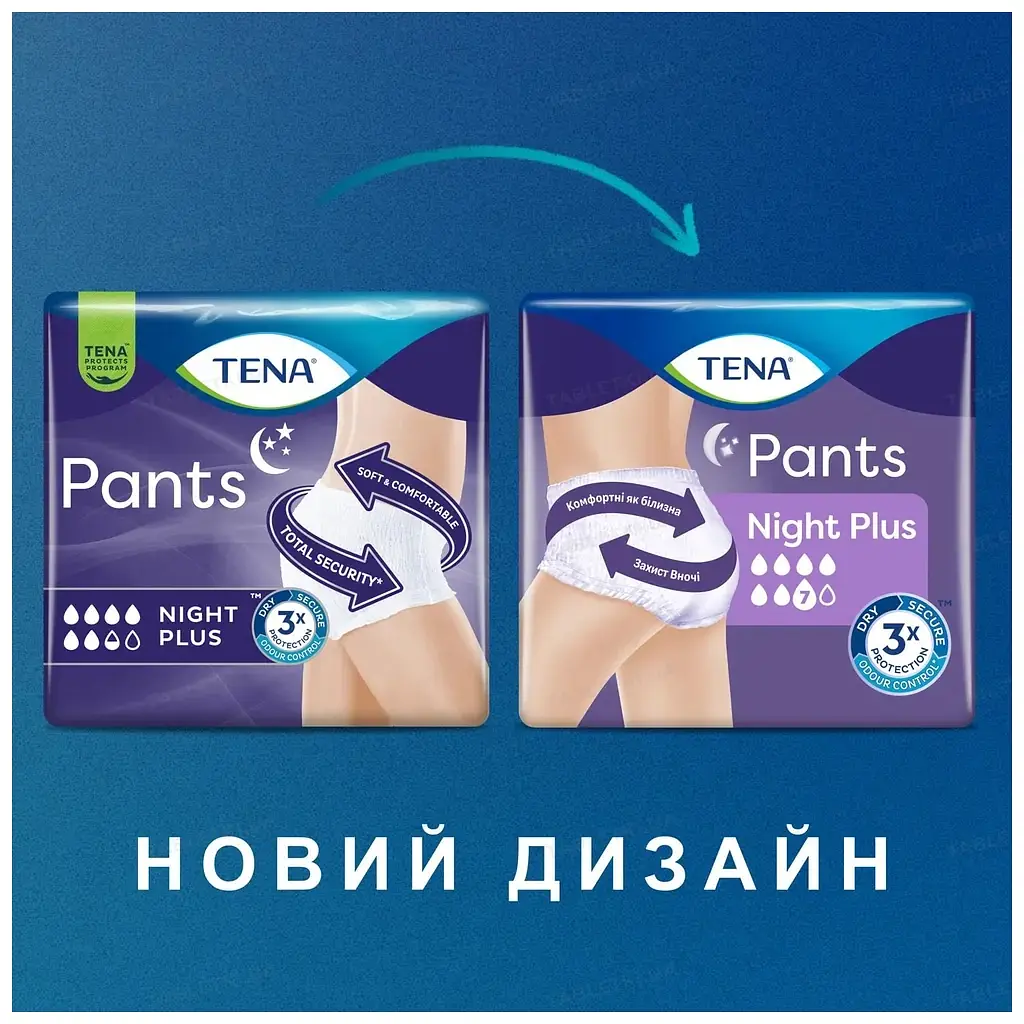 Підгузки для дорослих Tena Pants Plus Night Extra Large 10 шт (7322542133569_7310361169661) - фото 3
