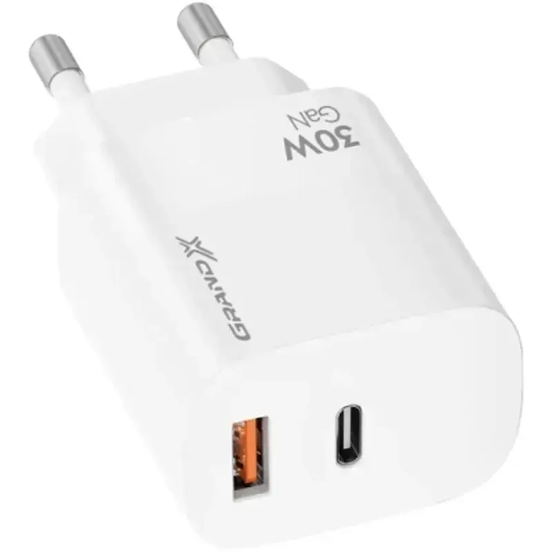 Зарядний пристрій Grand-X GaN 1xUSB-C + 1xUSB QC3.0 36W white (CH-360W) - фото 4