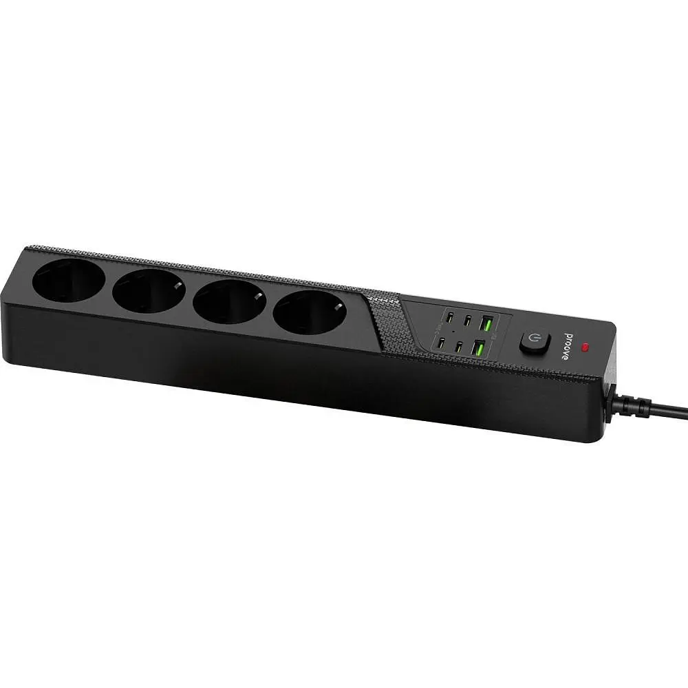Мережевий фільтр Proove Power Strip P-04C (4 розетки + 2 USB + 4 Type-C) 2М black (PSPS25002421) - фото 4