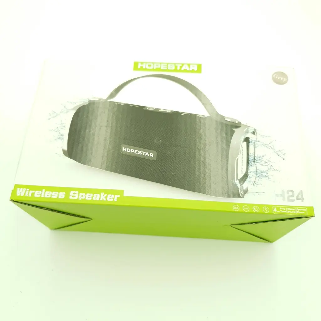 Бездротова акумуляторна колонка Bluetooth акустика FM MP3 AUX USB Hopestar H24 сірий - фото 7
