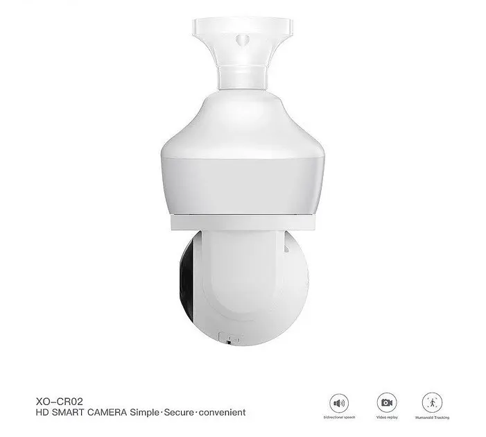 Внутрішня поворотна WiFi відеокамера XO CR02 Magic Light Bulb EU 3Мп для відеоспостереження Біла - фото 2