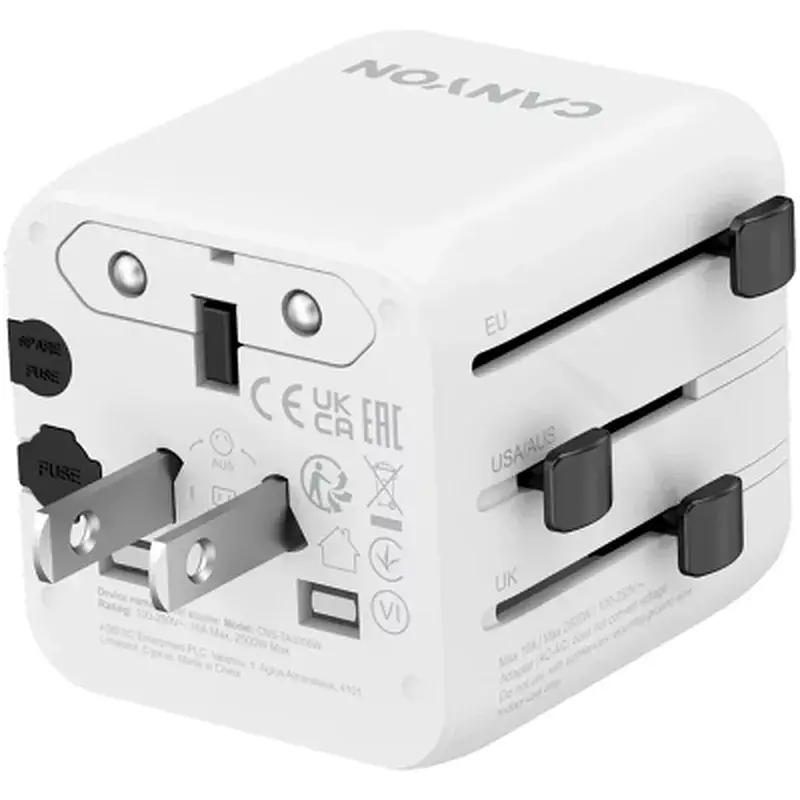 Перехідник Canyon Travel Adapter OnTour One EU/UK/US/AUS White (CNS-TA1005W) - фото 3