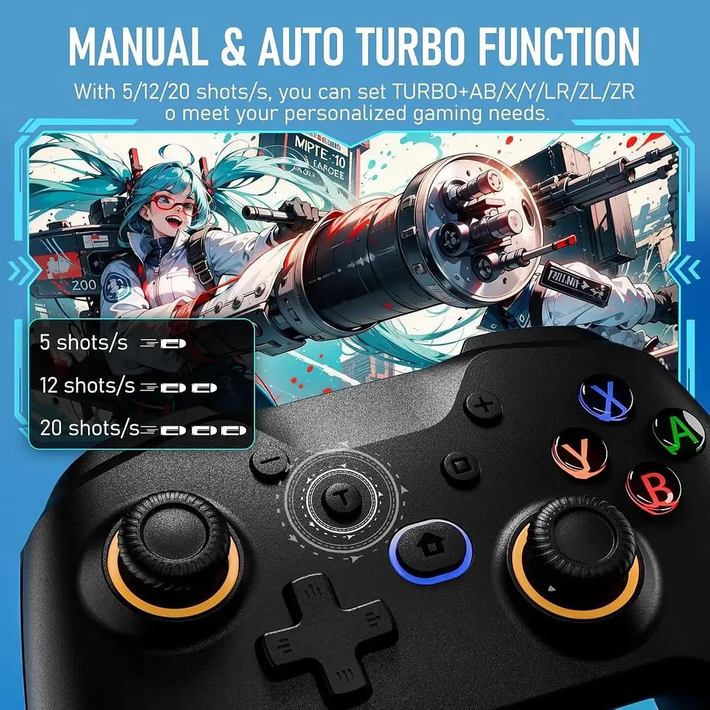 Контролер Bluetooth Switch Pro для Switch/Lite/OLED з джойстиком Hall Effect, Cool RGB Ligh контролер перемикача оновлення Diswoe - фото 7