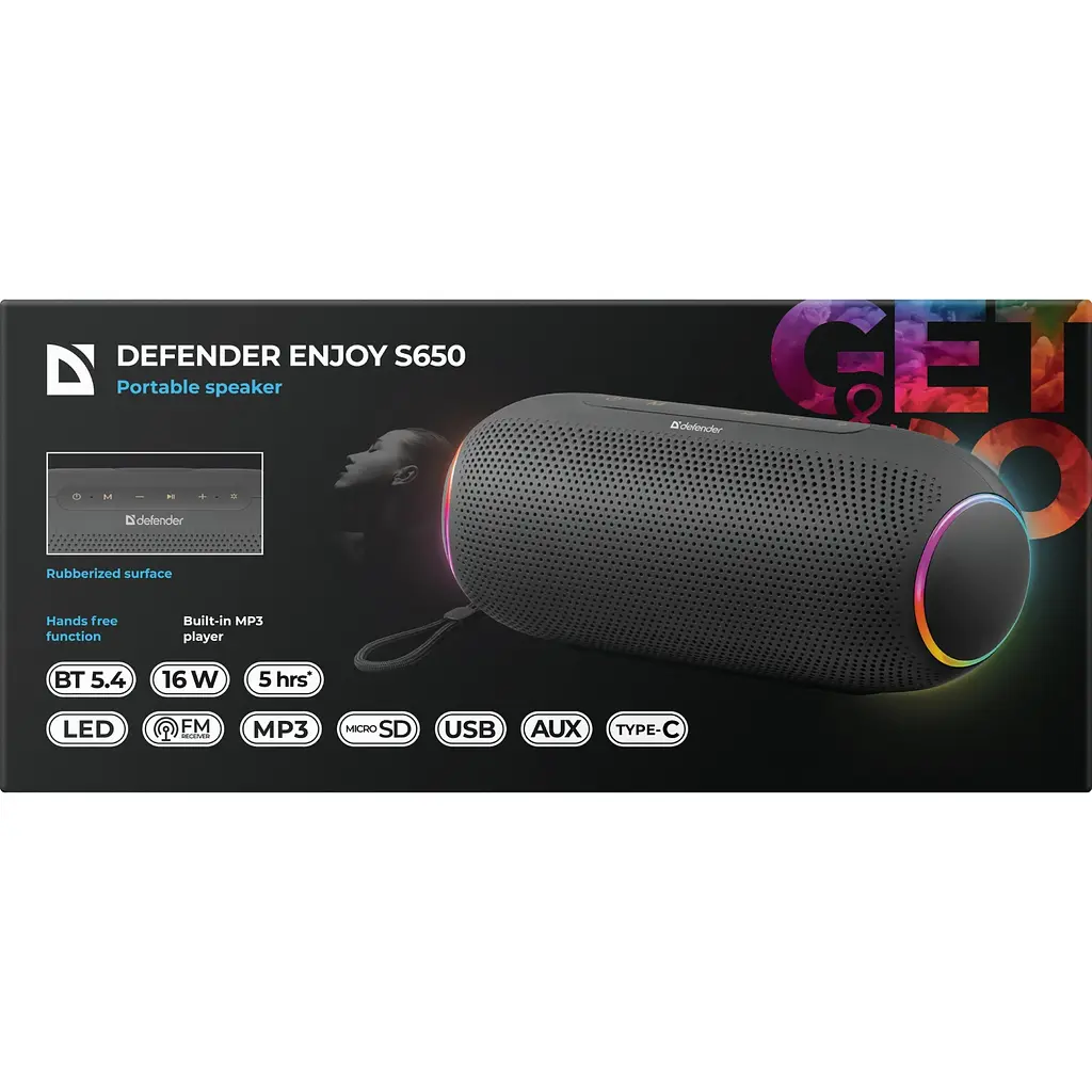 Акустична система 1.0 Defender Enjoy S650 16Вт RGB/BT/USB/TF/MP3/FM/AUX - фото 8