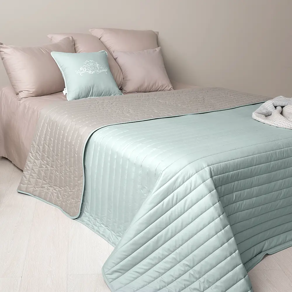 Двостороннє покривало Ideia Стиль Люкс, м'ятний та світло-сірий, 240х220 см (8-13499) - фото 4