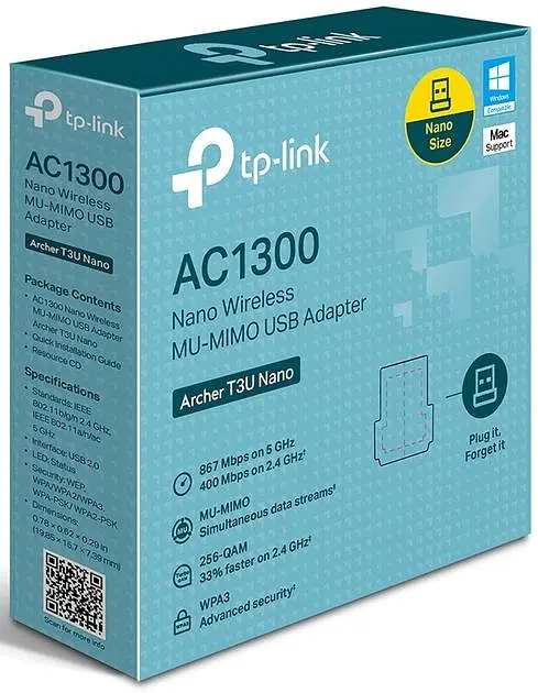 WiFi-адаптер TP-Link Archer T3U Nano USB 2.0 Wi-Fi 5 (AC) (ARCHER T3U NANO) - фото 3