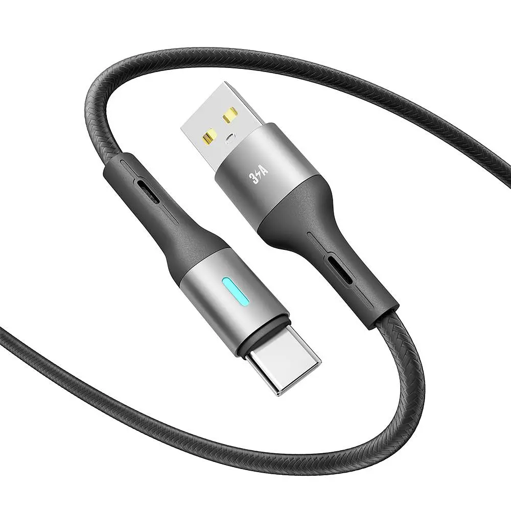 Кабель для заряджання та обміну даними USB Yoki YK-LE17 LED Series USB/Type C 60W 3A/20V 1.2 m Black - фото 3