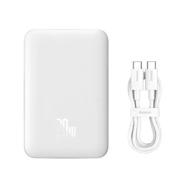 Магнітний портативний павербанк Baseus Magnetic 20W 10000mAh з бездротовою зарядкою для iPhone білий - фото 4
