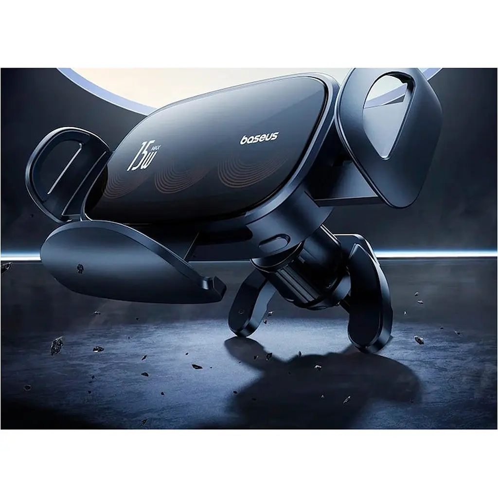 Автотримач із бездротовою зарядкою Baseus LightChaser Series Triple-Coil 15W Black (C40355901111-00) [124906] - фото 7