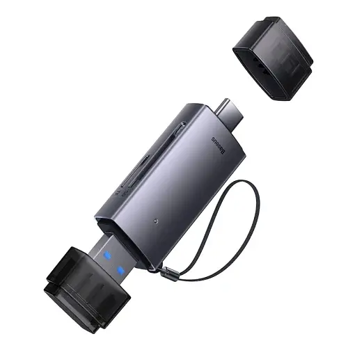Кардридер USB Lite, Grey, Type-C / USB 3.0 - microSD / SD (WKQX060113) Baseus teh0028488 - фото 4