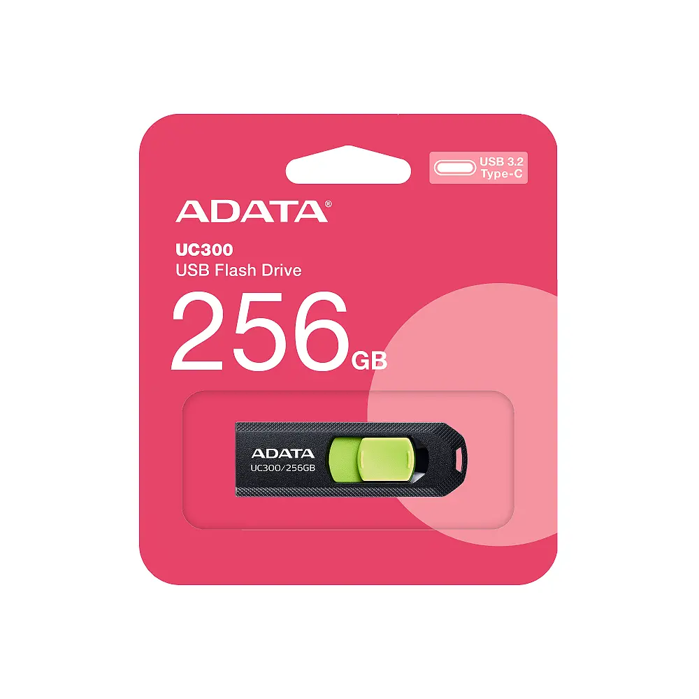 Флеш-накопитель Adata USB 3.2 Gen1 UC300 Type-C 256Gb черный/зеленый - фото 2