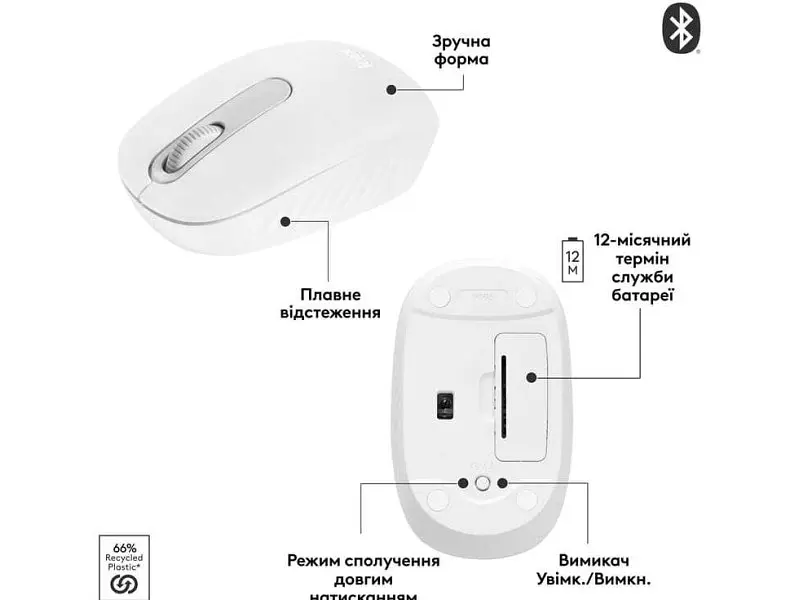 Миша Logitech M196 Bluetooth White (910-007460) - фото 2