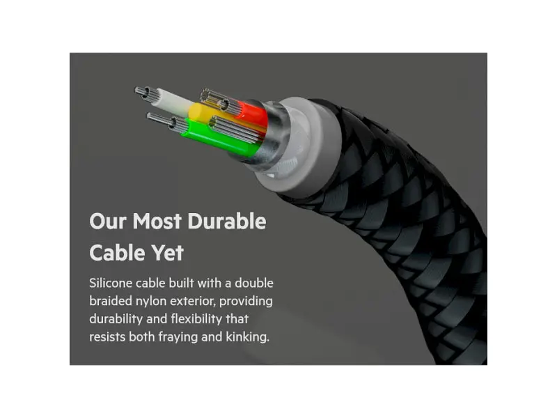 Кабель USB Type-C Belkin USB-C to USB-C Braided Silicone 1m Black (CAB011BT1MBK) - фото 6