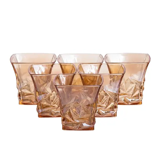 Набор для напитков графин и 6 стаканов для напитков из толстого стекла Коричневый Yiwu 64486-25 - фото 3